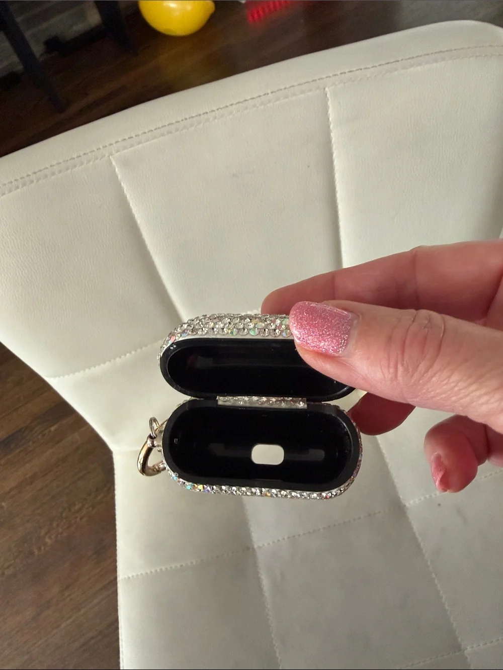 Air pod Generation case sparkling Crystal Embellished Keyring - Silver